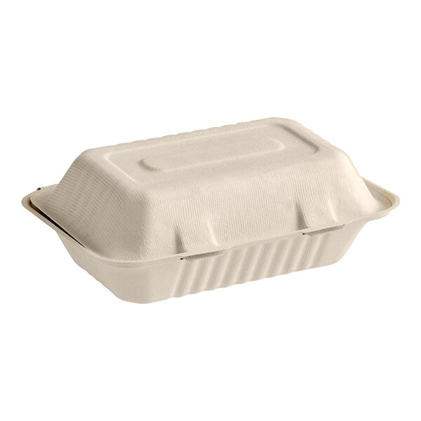Bagasse Hinged Container 9x9 3 Comp 9"x9"x3 200
